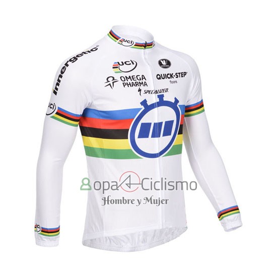 Uci Mondo Campione Lider Quick Stepropa Ciclismo Culotte Largo 2013 Hombre Mangas Largas 